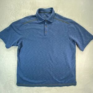 Tommy Bahama Blue‎ Space Dye Performance Golf Polo Shirt Large Athletic - Flawed